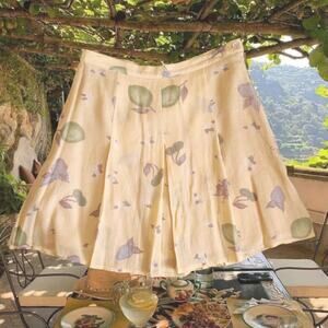 Vintage Apricot Euro Fruit Print Butter Yellow Mini Skirt XS